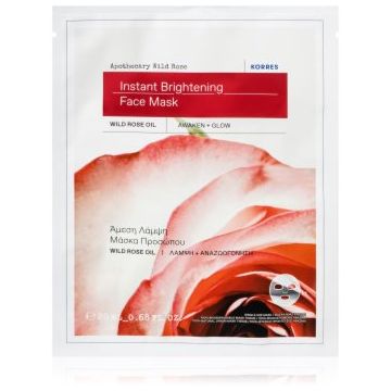 Korres Wild Rose mască textilă iluminatoare