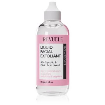 Revuele Liquid Facial Exfoliant 5% Glycolic + Citric Acid blend serum cu efect exfoliant pentru ten mixt
