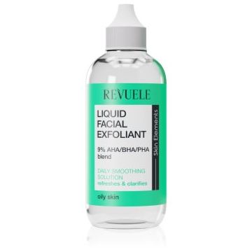 Revuele Liquid Facial Exfoliant 9% AHA/BHA/PHA blend serum cu efect exfoliant pentru ten gras