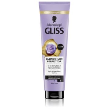 Schwarzkopf Gliss Blonde Hair Perfector masca de par regeneratoare pentru iluminarea părului sau pentru părul cu șuvițe