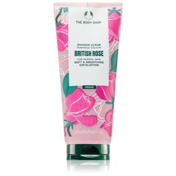 The Body Shop British Rose Shower Scrub exfoliant delicat pentru corp cu aromă de trandafiri