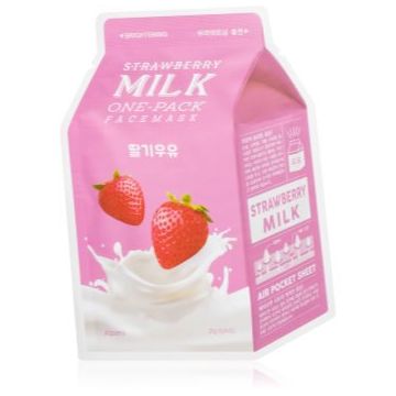 A’pieu One-Pack Milk Mask Strawberry mască textilă iluminatoare