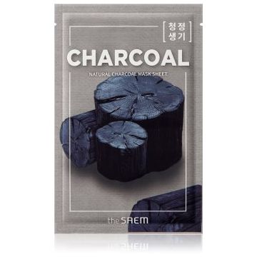 The Saem Natural Mask Sheet Charcoal mască cu efect de curățare