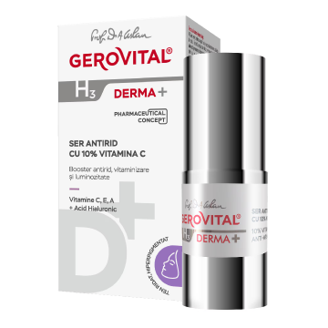 Ser antirid cu 10% Vitamina C H3 Derma+, 15 ml, Gerovital