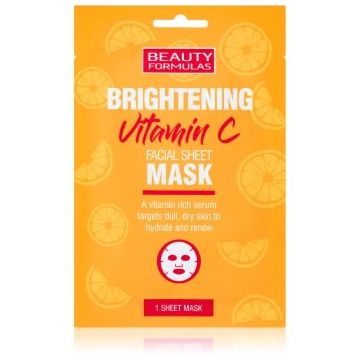 Beauty Formulas Vitamin C mască textilă iluminatoare cu vitamina C