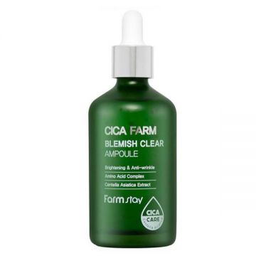Fiola cu Ser Concentrat cu Extract de Centella Asiatica - FarmStay Cica Farm Blemish Clear Ampoule, 100 ml