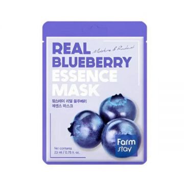 Masca Faciala Multinutritiva cu Extract de Afine - FarmStay Real Blueberry Essence Mask, 23 ml