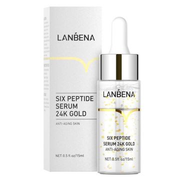 Ser, Lanbena, Acid Hialuronic si Sase Peptide din Aur, Anti-Imbatranire, Efect Asupra Ridurilor Fine, 15ml
