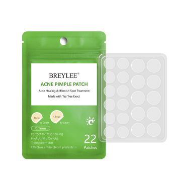 Set 22x Plasturi Anti-Acnee, Lanbena, Breylee, cu Coloid Hidrofil din Arbore de Ceai, pentru Zi, 12x 10mm, 10x 12mm