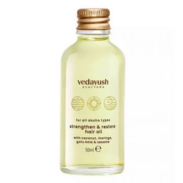 Ulei, Vedayush, Hair Oil, Stimuleaza Cresterea si Intarirea Parului, cu Nuca de Cocos, Moringa si Gotu Kola, 50ml