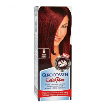 Vopsea de par Silk&Shine, 8 Acaju Inchis, 50ml, Gerocossen