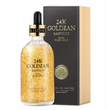 Ser Antirid cu Foite Aur 24K  Acid Hialuronic, Goldzan Ampoule by Iman Of Noble, 99.9% Pure Gold, Maison de Nature, 100 ml