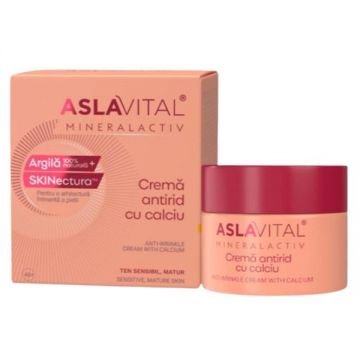 Crema Antirid cu Calciu pentru Ten Sensibil si Matur - Aslavital Mineralactiv SKINectura Anti-Wrinkle Cream with Calcium, 50 ml