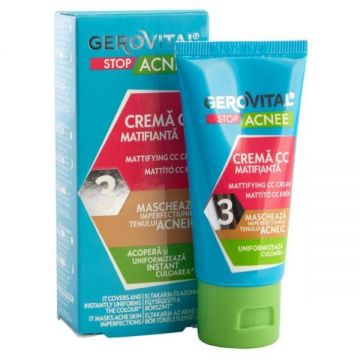 Crema CC Matifianta - Gerovital Stop Acnee Mattifying CC Cream, 30ml