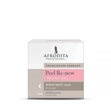 Crema Faciala Raparatoare de Noapte pentru Ten Uscat - Cosmetica Afrodita Peel Re-New Repair Night Cream for Dry Skin, 50 ml