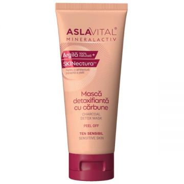 Masca Detoxifianta cu Carbune Peel Off - Aslavital Mineralactiv Charcoal Detox Mask Peel Off, 100ml